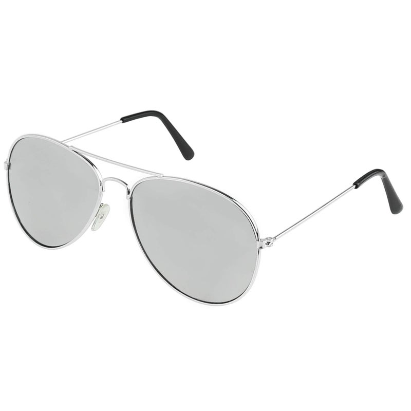 Skeleteen Silver Mirrored Aviator Sunglasses - Military Style Mirror Sun Glasses with Metal Frame and UV 400 Protection - Image 1